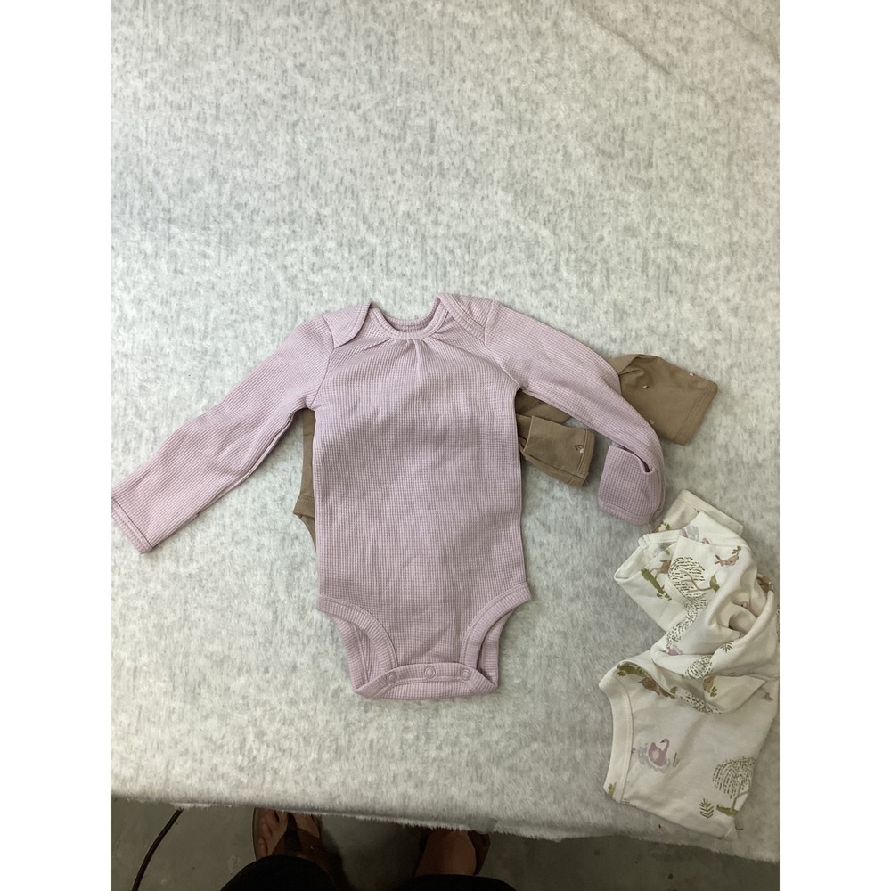 Carters Just One You Baby Girls 3M Long Sleeve Bodysuit 3-Pk Woodland Floral NEW - Picture 5 of 7